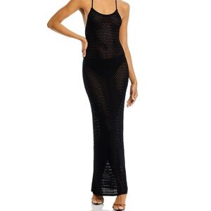 Elegant Black Mesh Swim Coverup